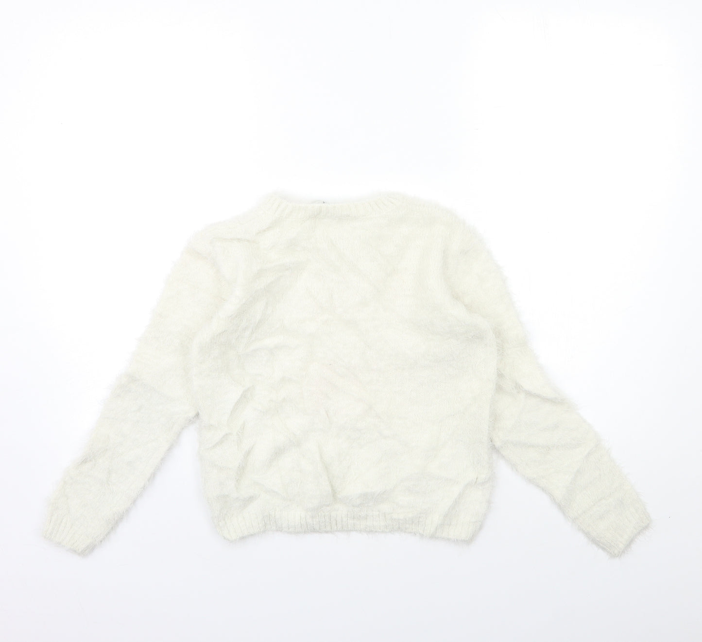 EVIE Girls White  Knit Pullover Jumper Size 11 Years