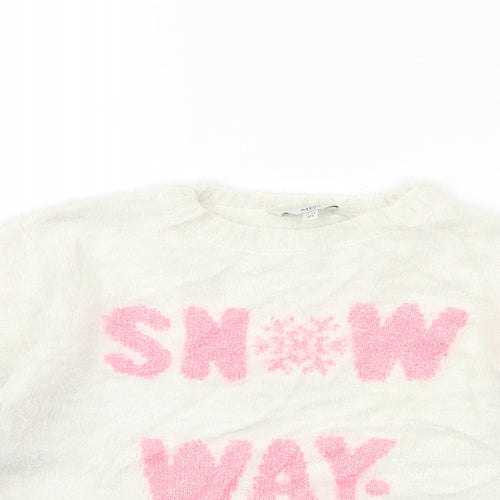 EVIE Girls White  Knit Pullover Jumper Size 11 Years