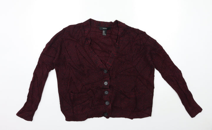 FOREVER 21 Womens Red Knit Cardigan Jumper Size M