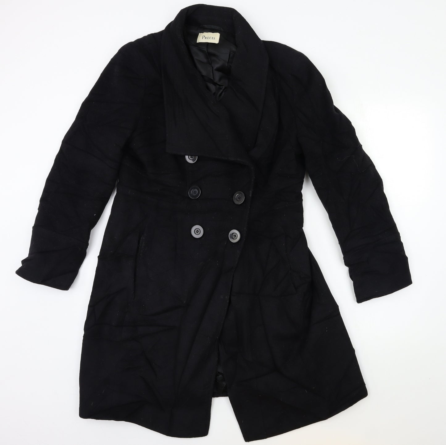 Precis Womens Black   Overcoat Coat Size 12
