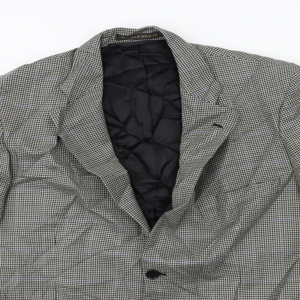 Marks and Spencer Mens Grey Check  Jacket Suit Jacket Size 46