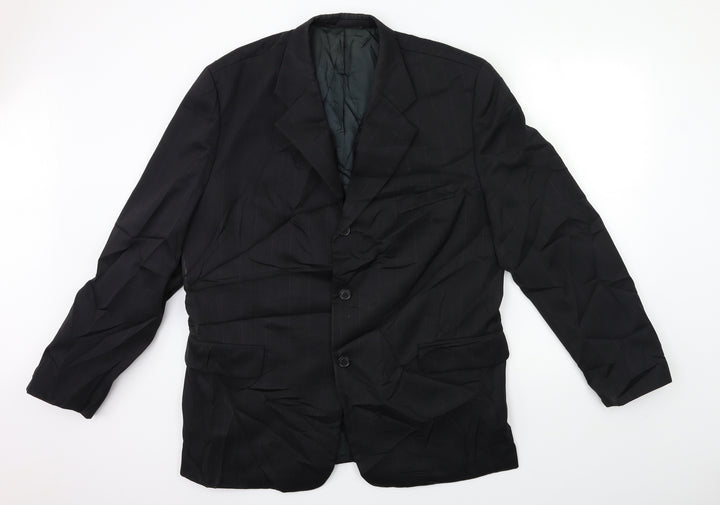 Preworn Mens Black Striped Jacket Suit Size 44