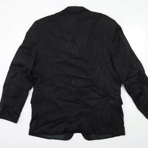 Preworn Mens Black Striped  Jacket Suit Size 44