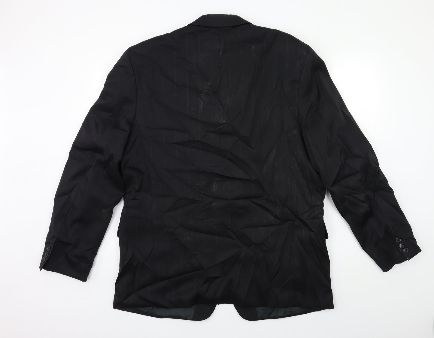 Preworn Mens Black Striped  Jacket Suit Size 44