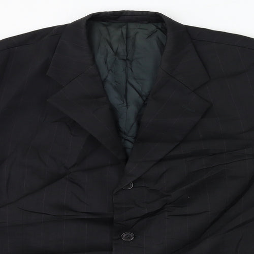 Preworn Mens Black Striped  Jacket Suit Size 44
