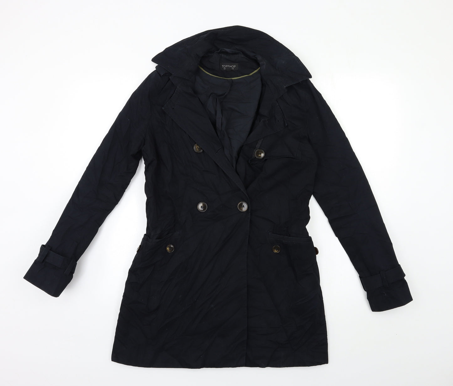 Topshop Womens Black   Trench Coat Coat Size 8