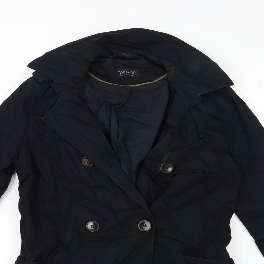 Topshop Womens Black   Trench Coat Coat Size 8