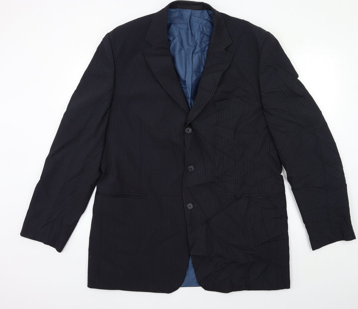 Marks and Spencer Mens Blue Striped  Jacket Suit Jacket Size 44