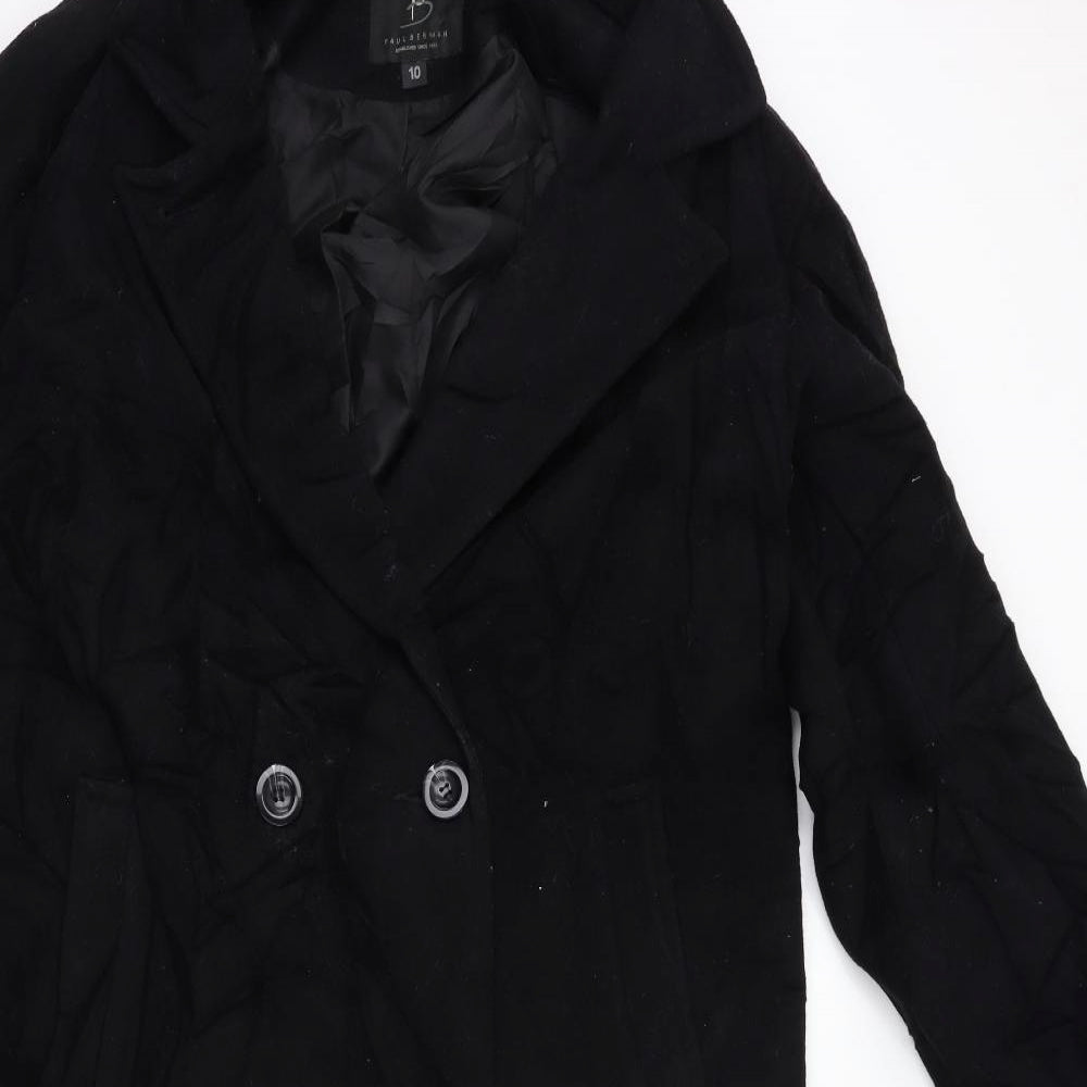Paul Berman Womens Black   Overcoat Coat Size 10