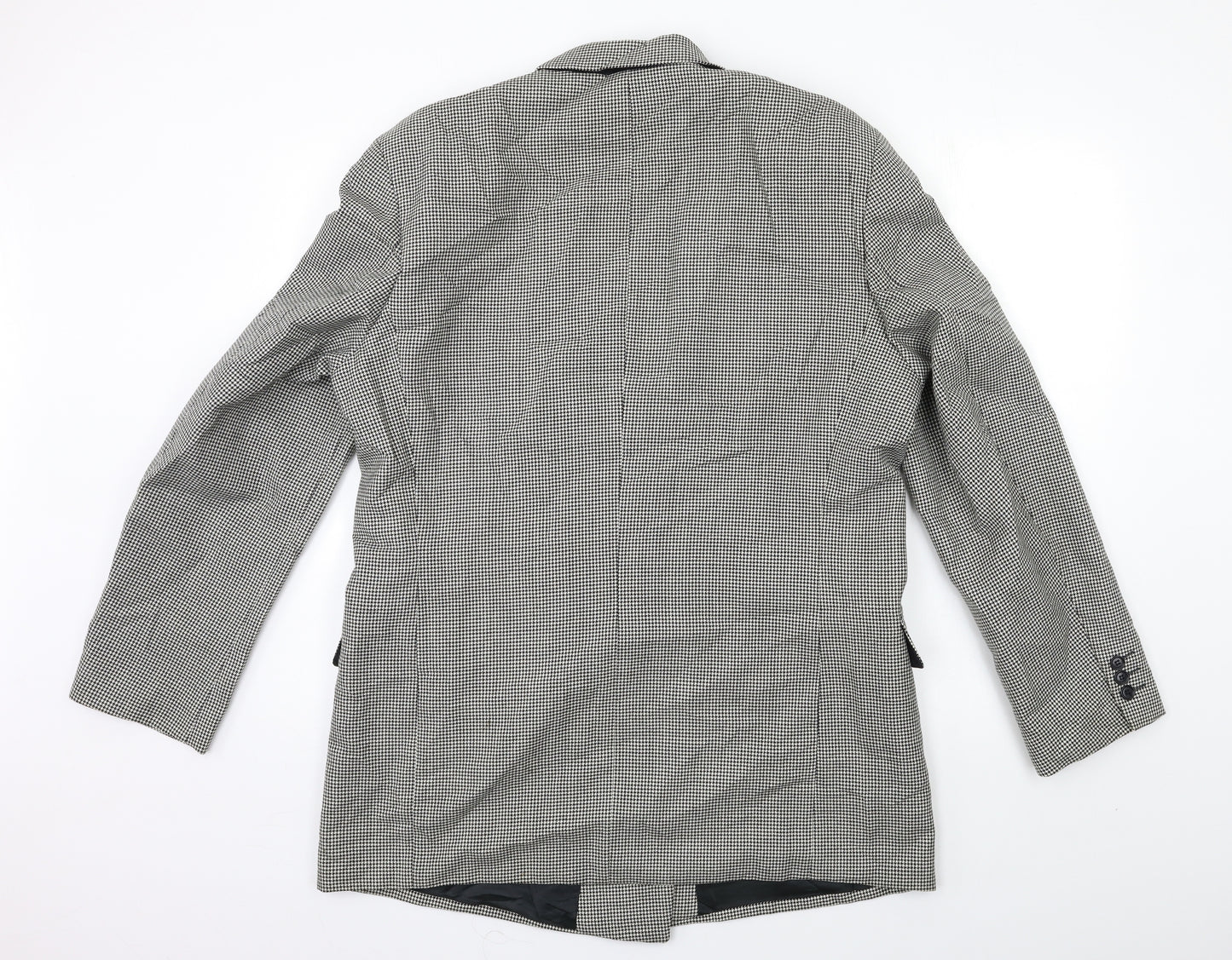 Preworn Mens Grey Houndstooth Rayon Jacket Suit Jacket Size 42