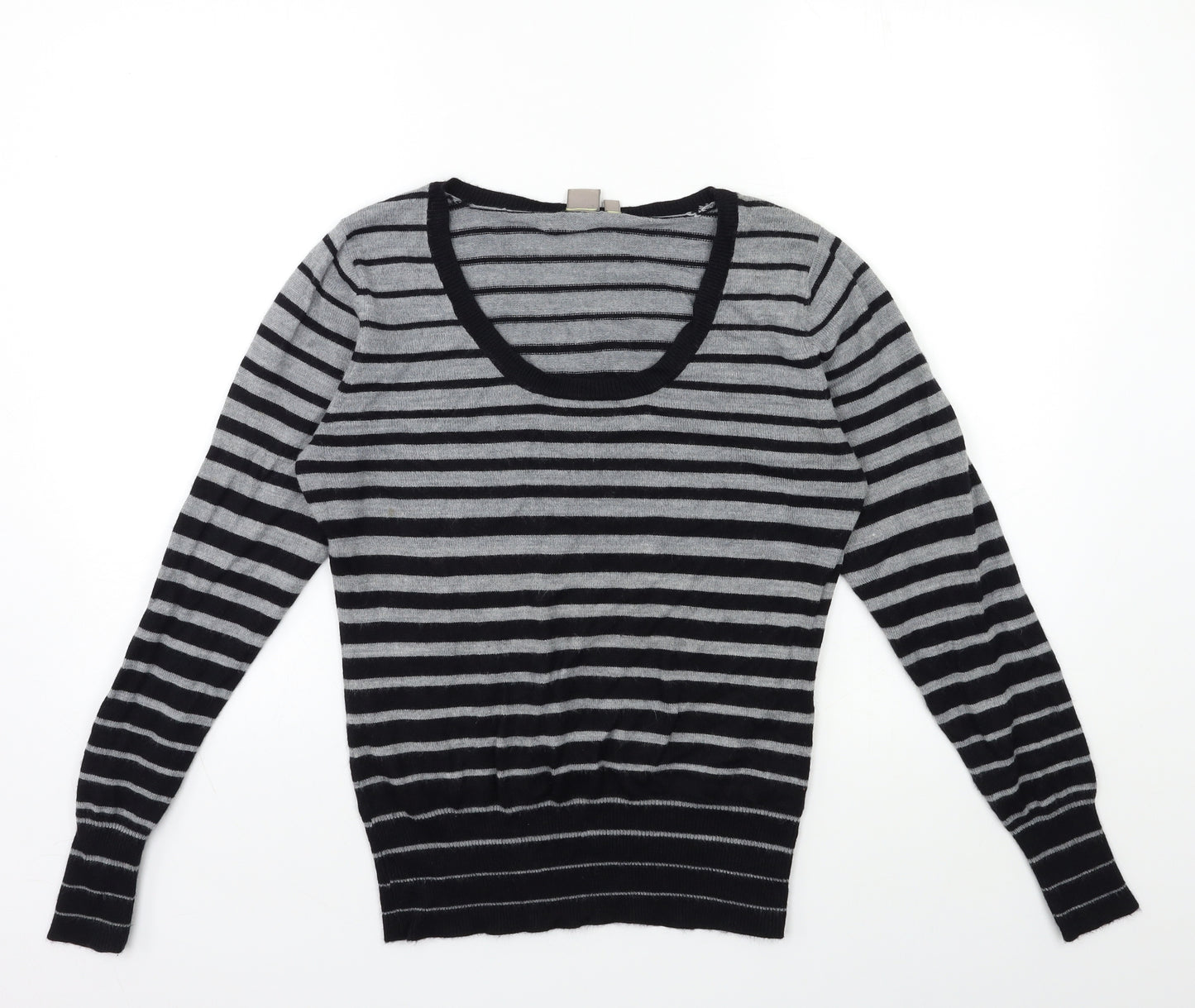 TU Womens Grey Striped Knit Pullover Jumper Size 12