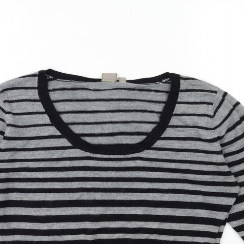 TU Womens Grey Striped Knit Pullover Jumper Size 12