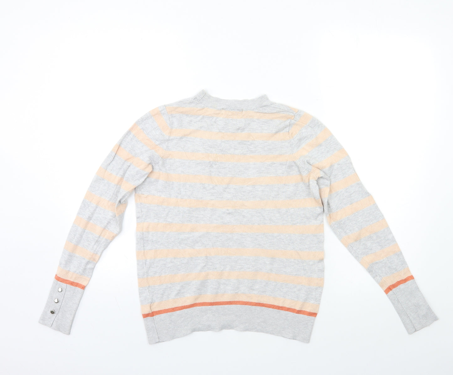 F&F Womens Grey Striped Knit Pullover Jumper Size 10