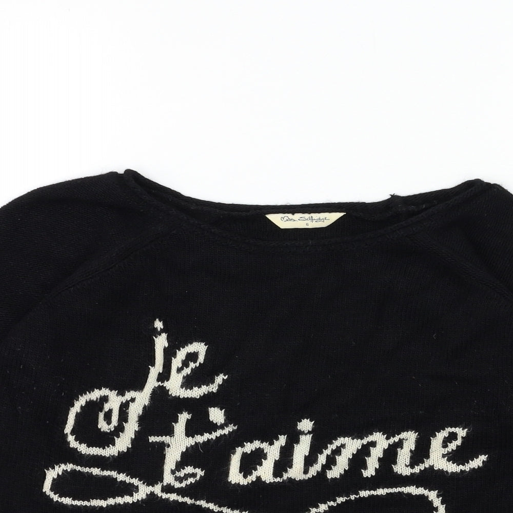 Miss Selfridge Womens Black  Knit Pullover Jumper Size 6