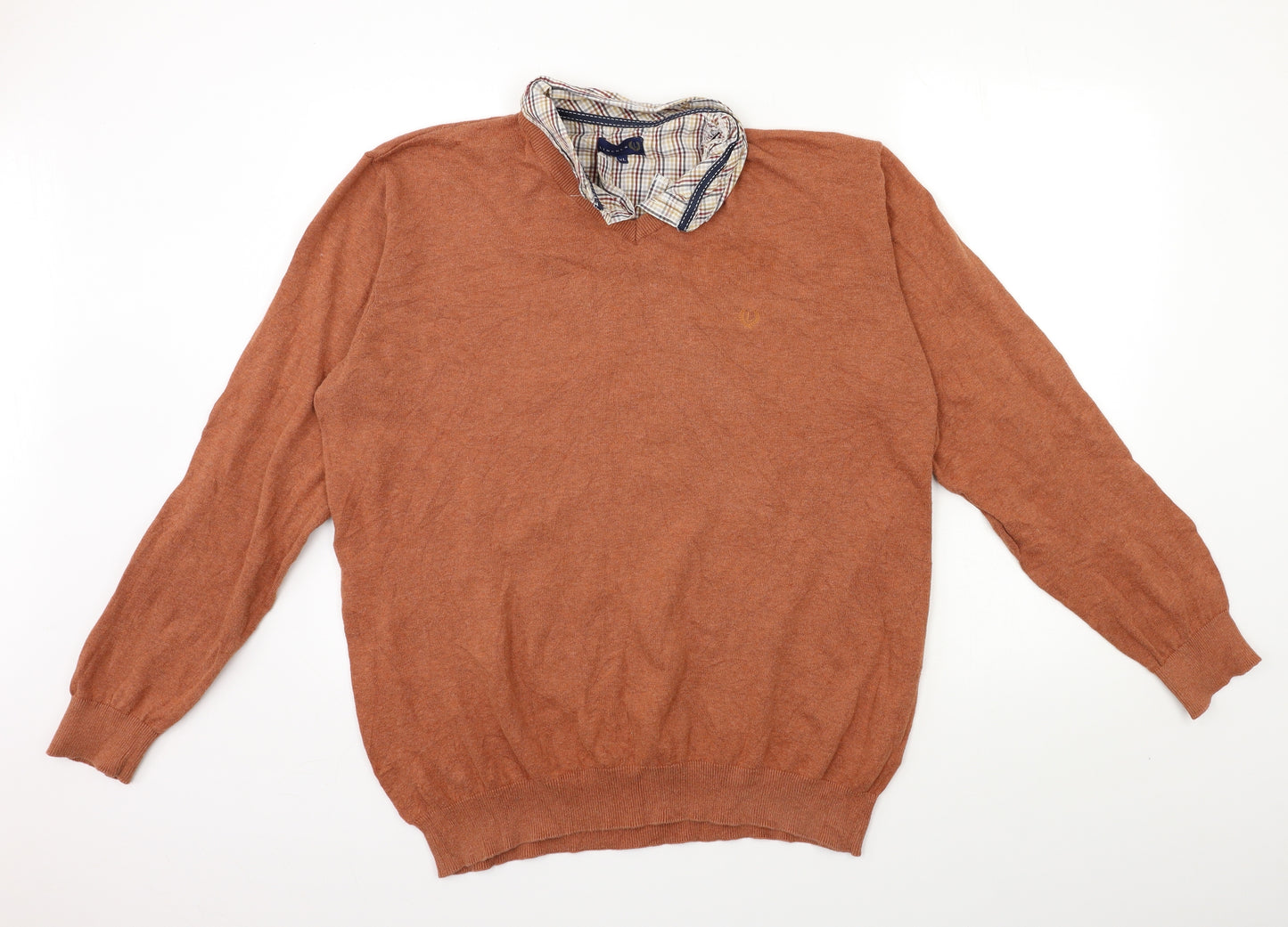 Lincoln Mens Brown  Knit Pullover Jumper Size XL