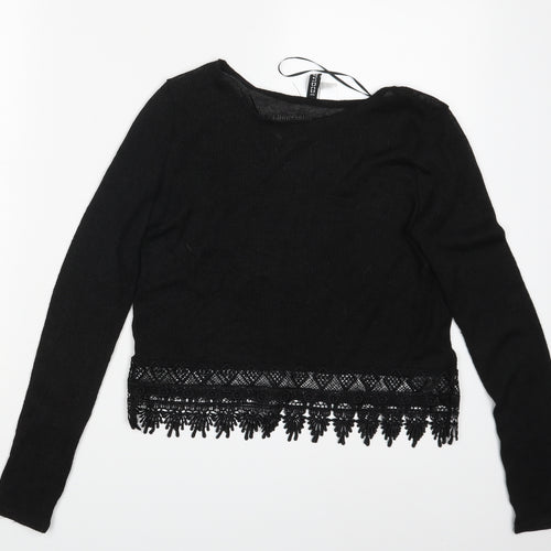 Divided Womens Black Floral  Basic T-Shirt Size XS