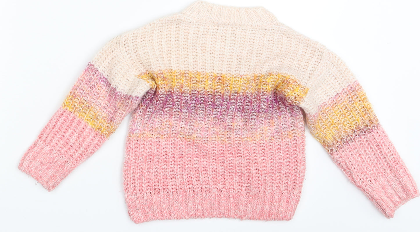 M&S Girls Multicoloured Striped  Pullover Jumper Size 3-4 Years