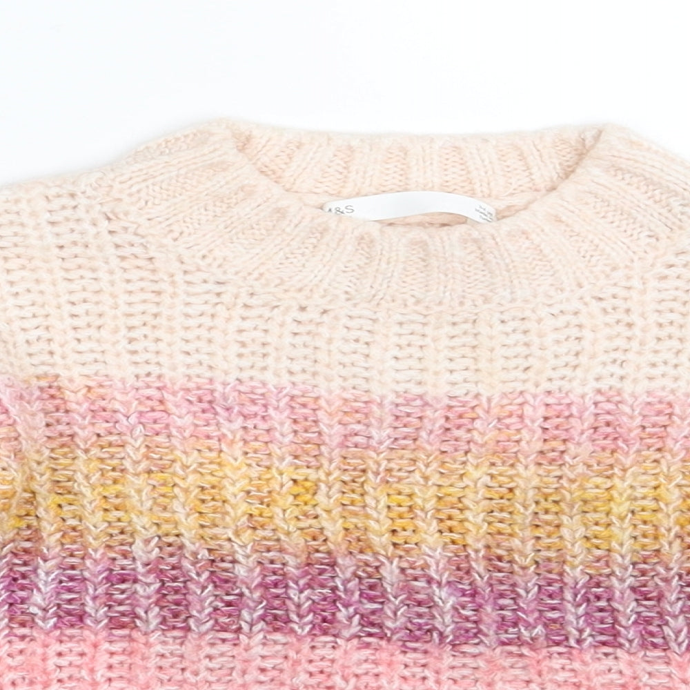M&S Girls Multicoloured Striped  Pullover Jumper Size 3-4 Years