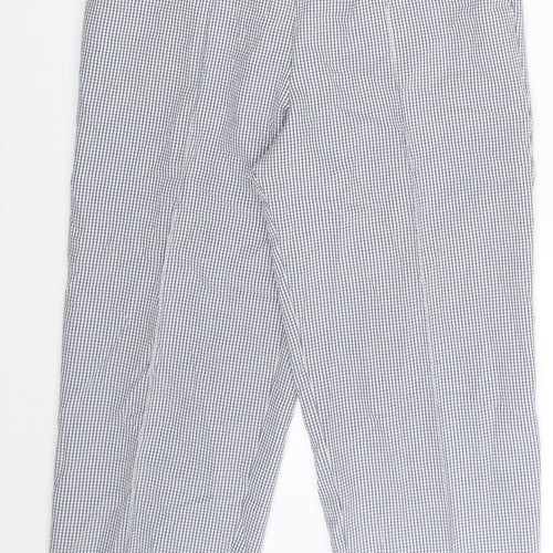 M&S Womens White Check  Sweatpants Trousers Size 8 L23 in