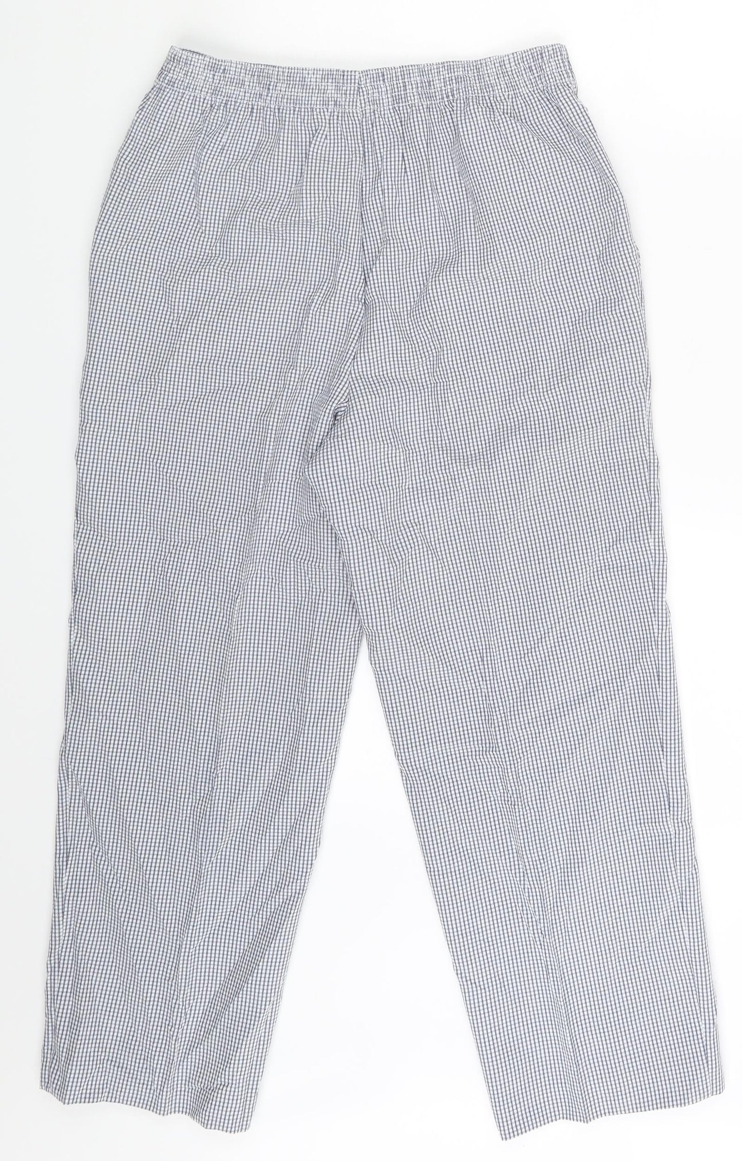 M&S Womens White Check  Sweatpants Trousers Size 8 L23 in