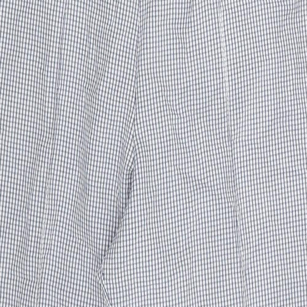 M&S Womens White Check  Sweatpants Trousers Size 8 L23 in