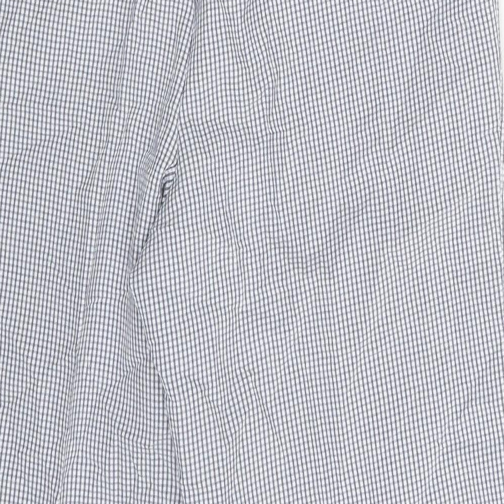 M&S Womens White Check  Sweatpants Trousers Size 8 L23 in