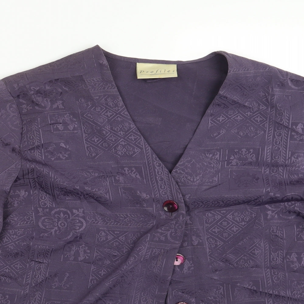 Profiles Womens Purple Argyle/Diamond  Jacket Blazer Size 16