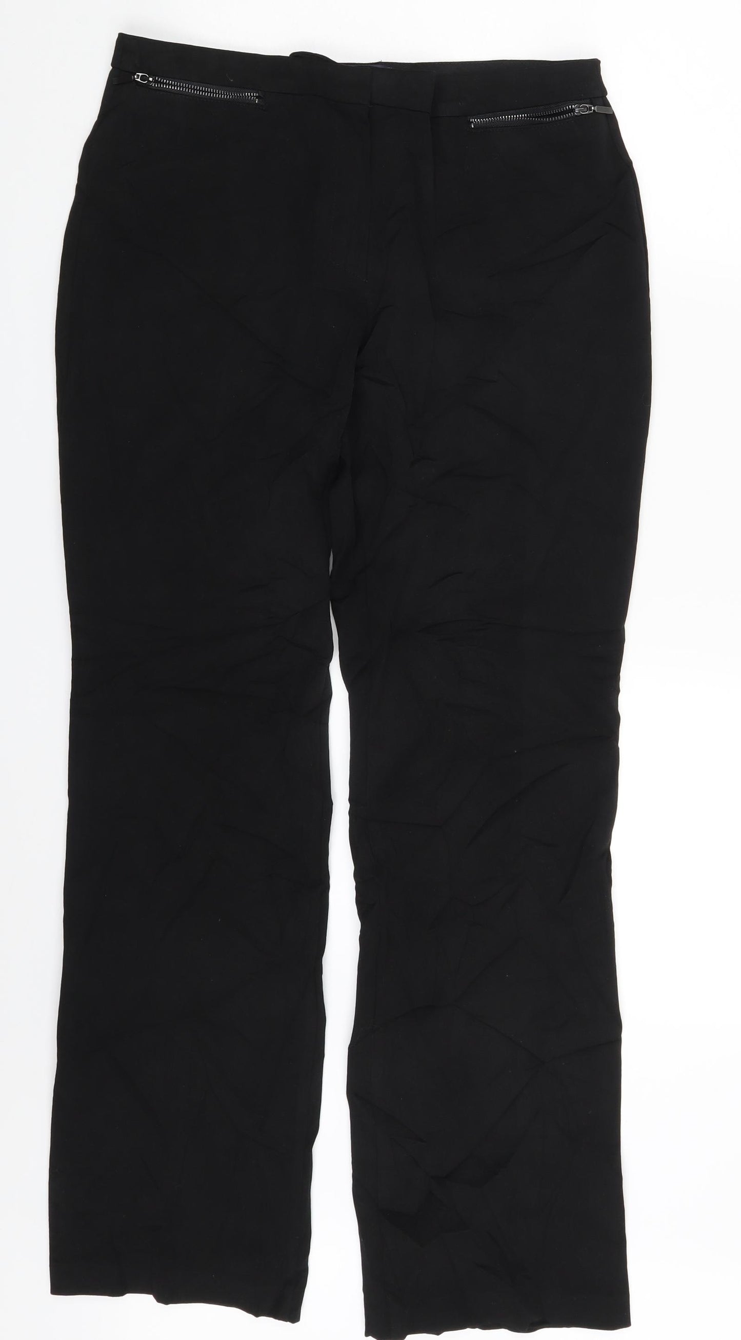 M&S Womens Black   Trousers  Size 12 L28 in