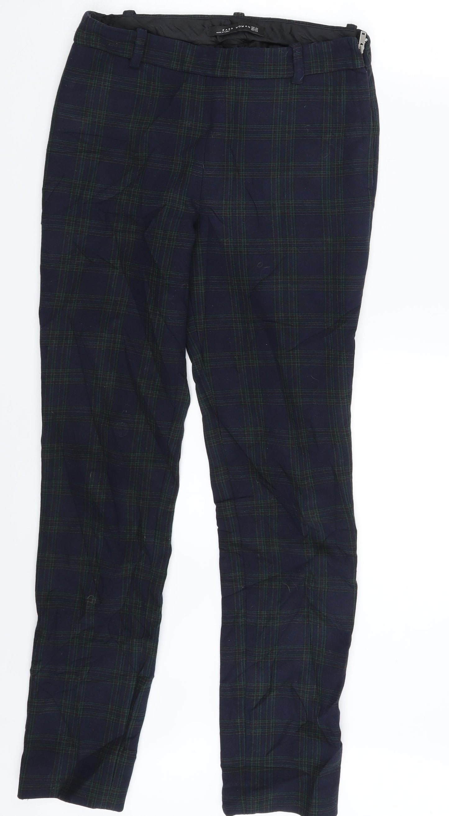 Zara Womens Blue Check  Trousers  Size XS L26 in