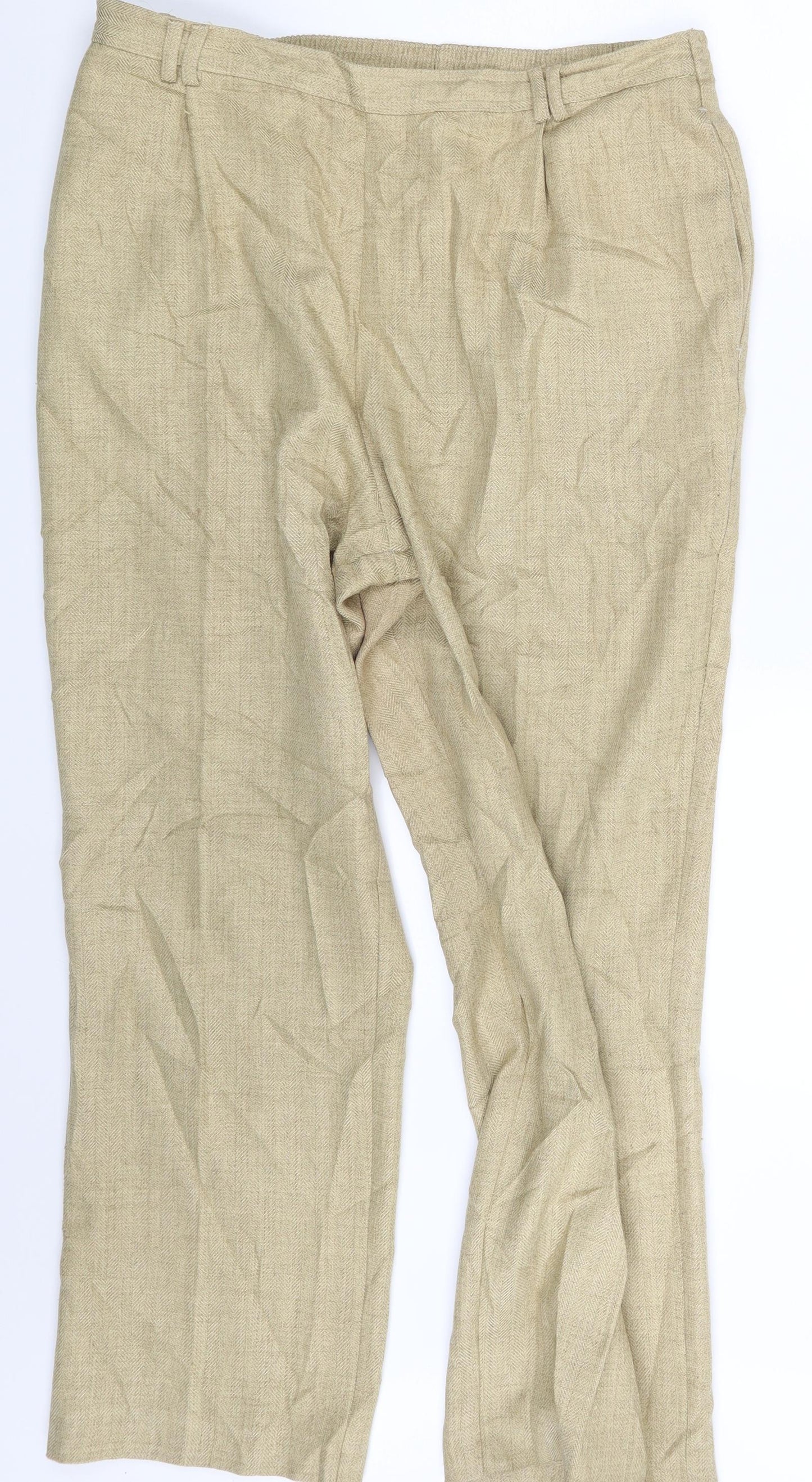 M&S Womens Gold   Trousers  Size 18 L27 in
