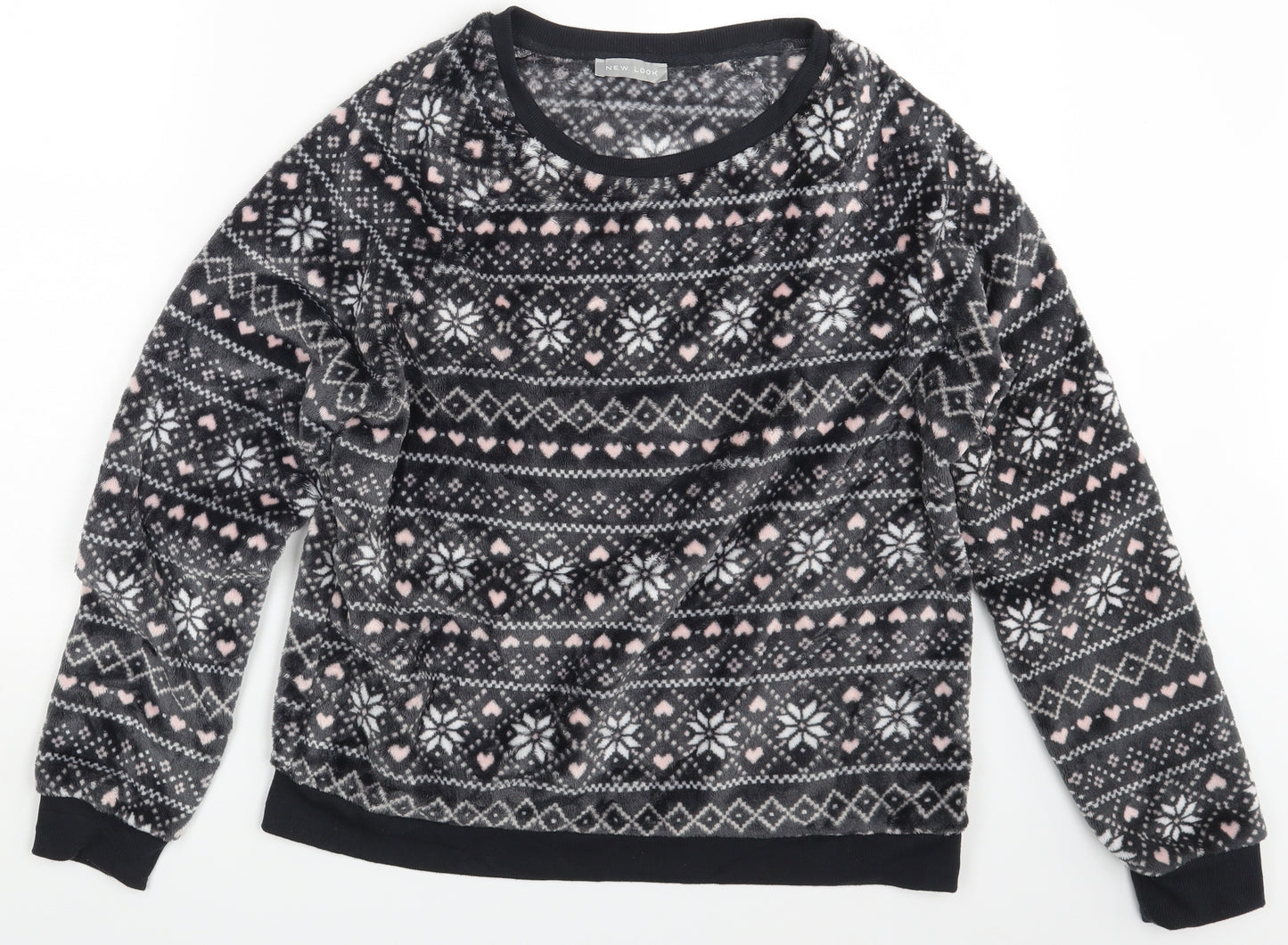 New Look Womens Black Geometric  Pullover Jumper Size 14