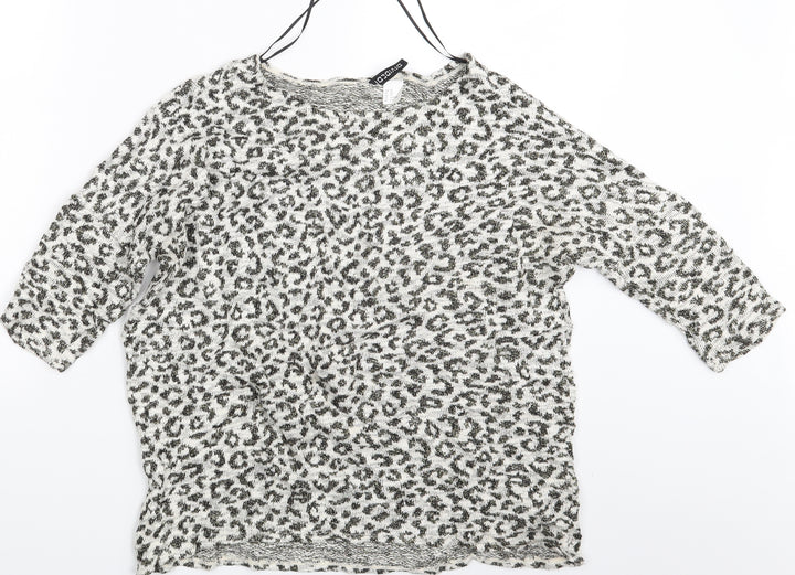 Divided Womens White Animal Print  Basic T-Shirt Size XS