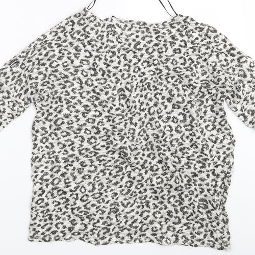Divided Womens White Animal Print  Basic T-Shirt Size XS