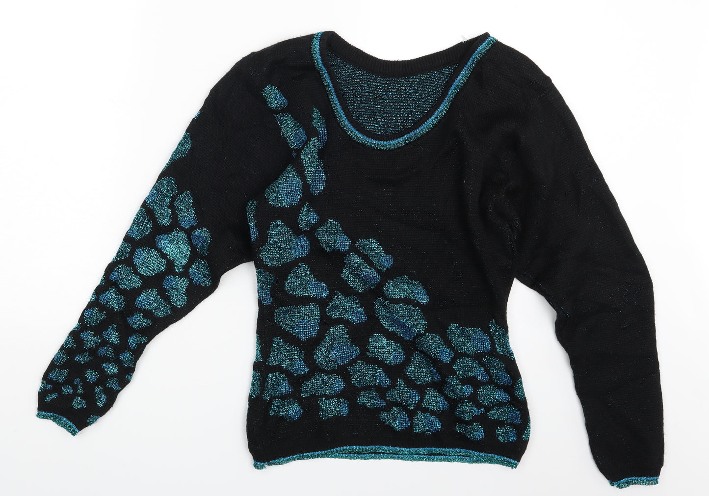 Preworn Womens Black Animal Print  Pullover Jumper One Size