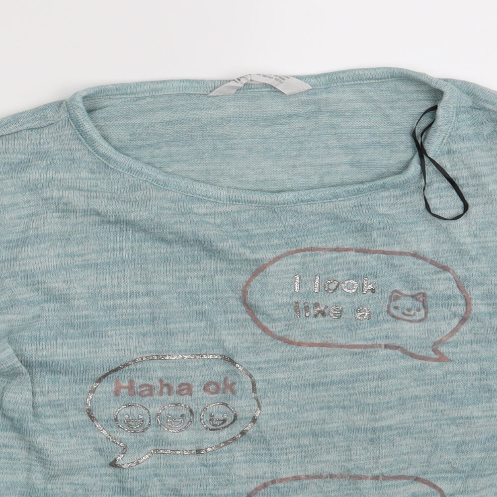 H&M Girls Green   Pullover Sweatshirt Size 12-13 Years