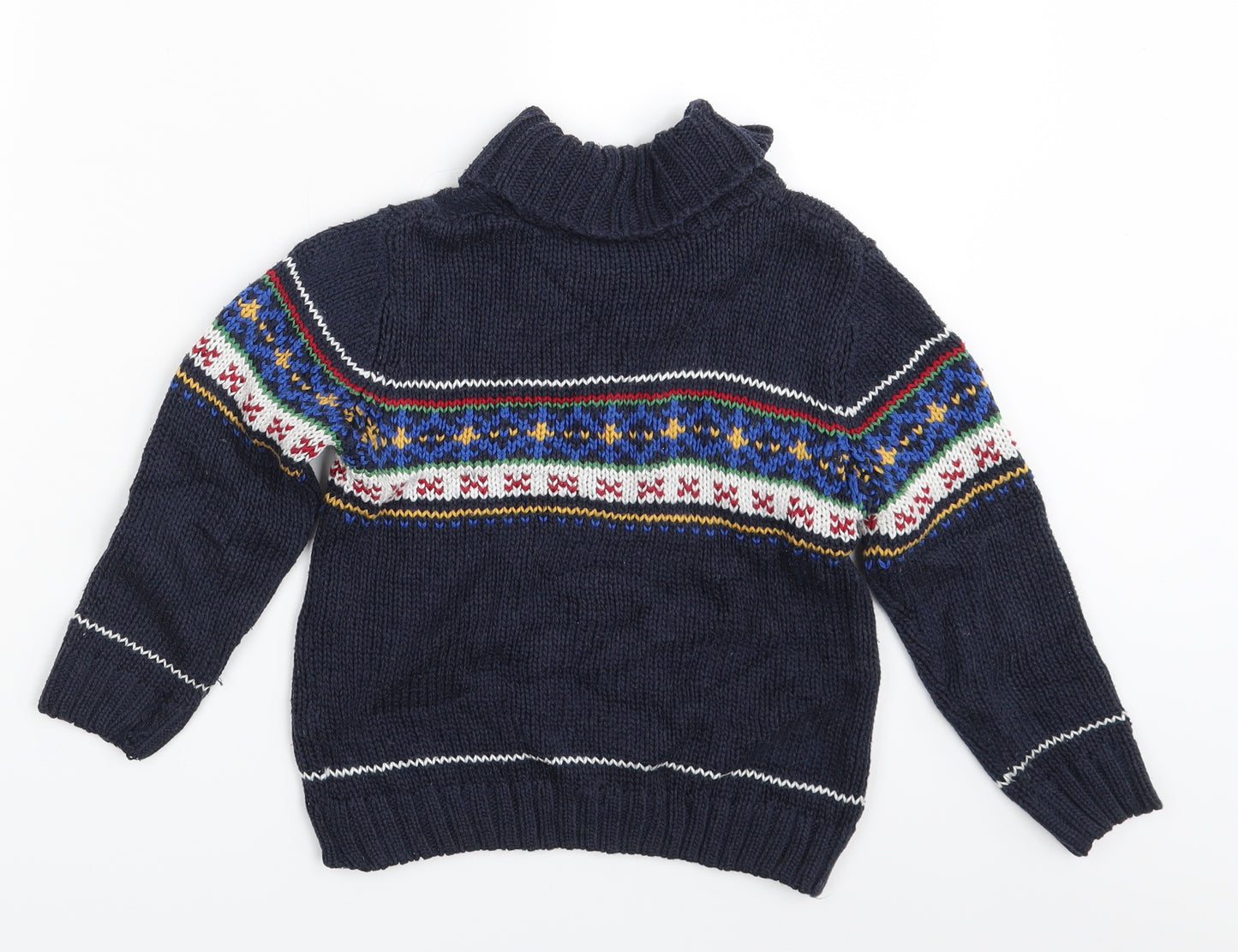 Matalan Boys Blue Geometric  Pullover Jumper Size 3-4 Years