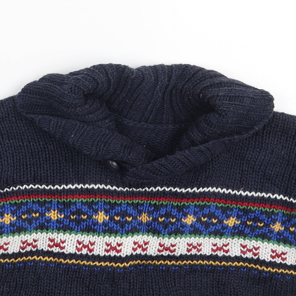 Matalan Boys Blue Geometric  Pullover Jumper Size 3-4 Years