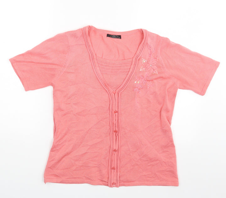 BM Womens Pink Floral  Pullover Jumper Size S