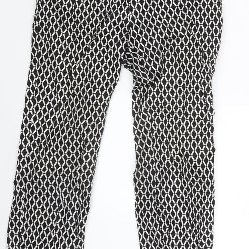 H&M Womens Black Argyle/Diamond  Trousers  Size 4 L25 in