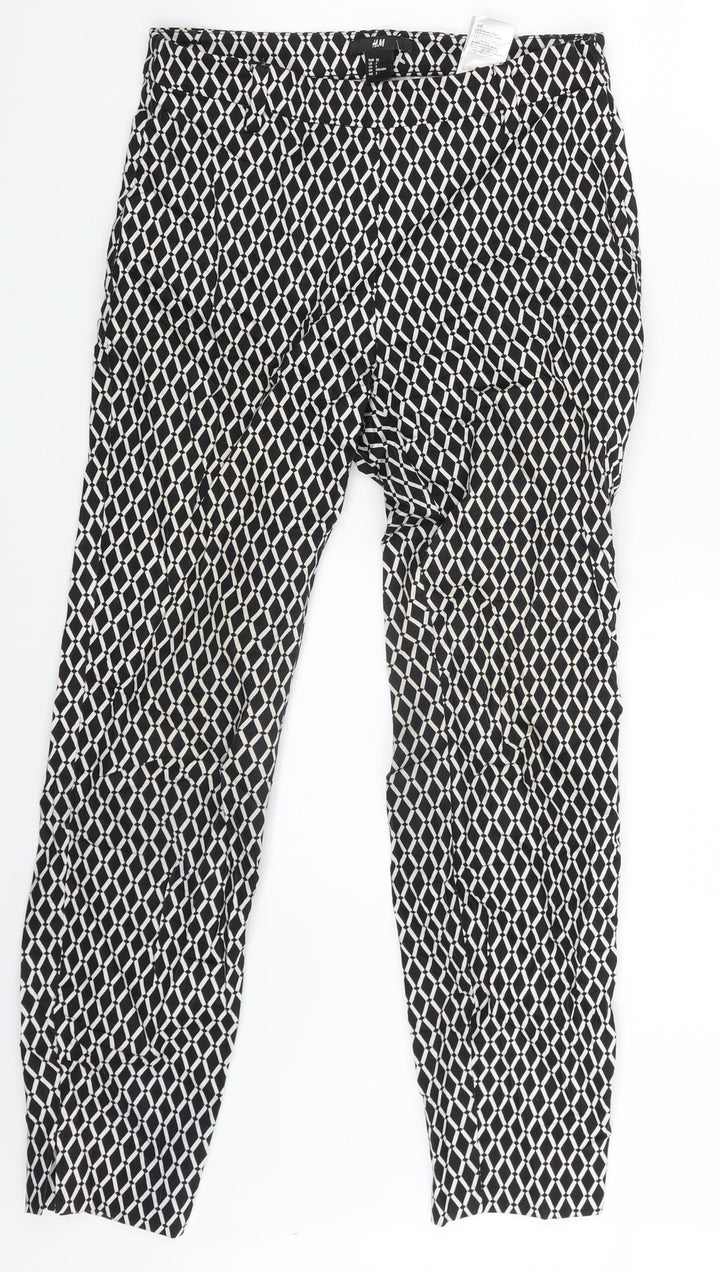 H&M Womens Black Argyle/Diamond  Trousers  Size 4 L25 in