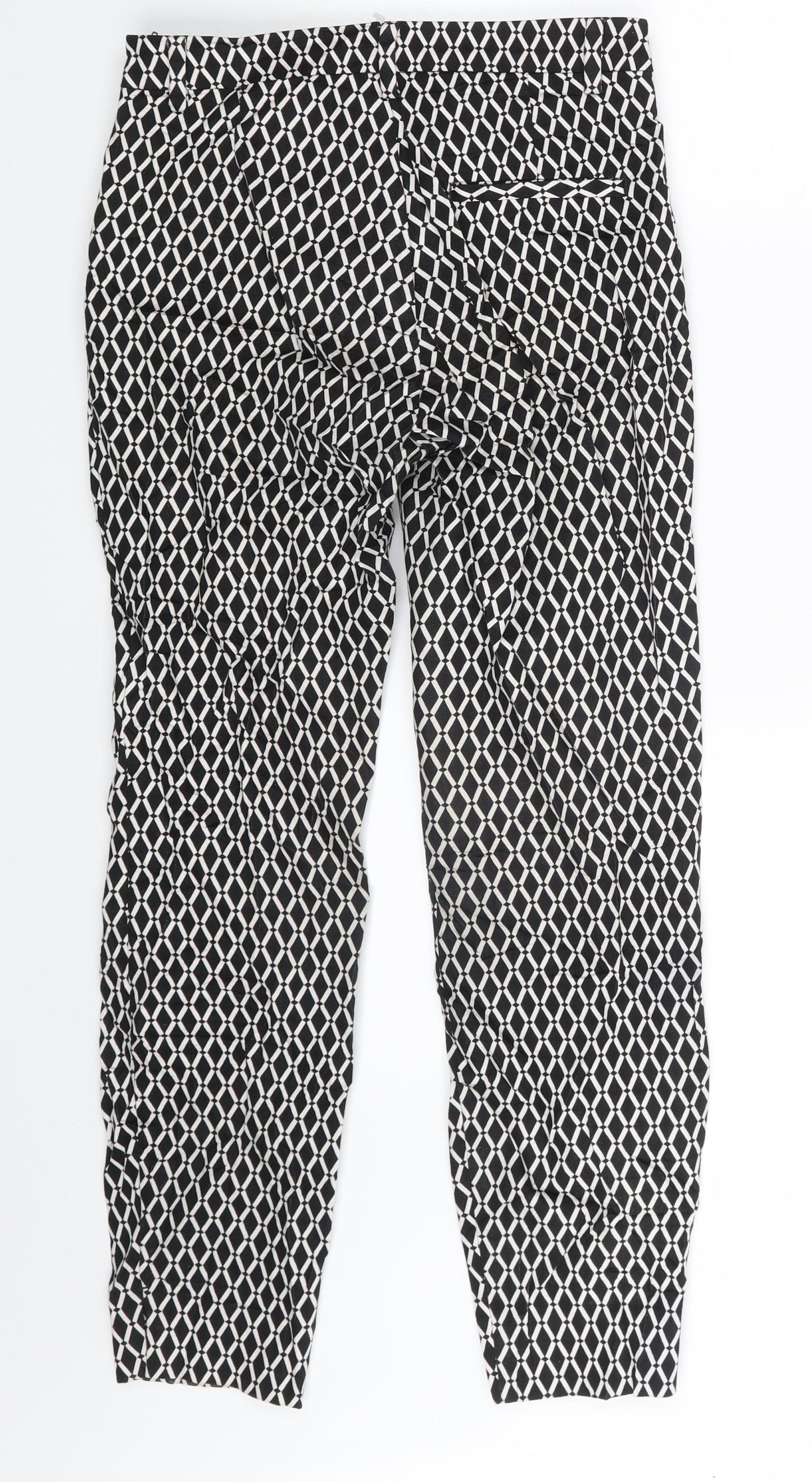 H&M Womens Black Argyle/Diamond  Trousers  Size 4 L25 in