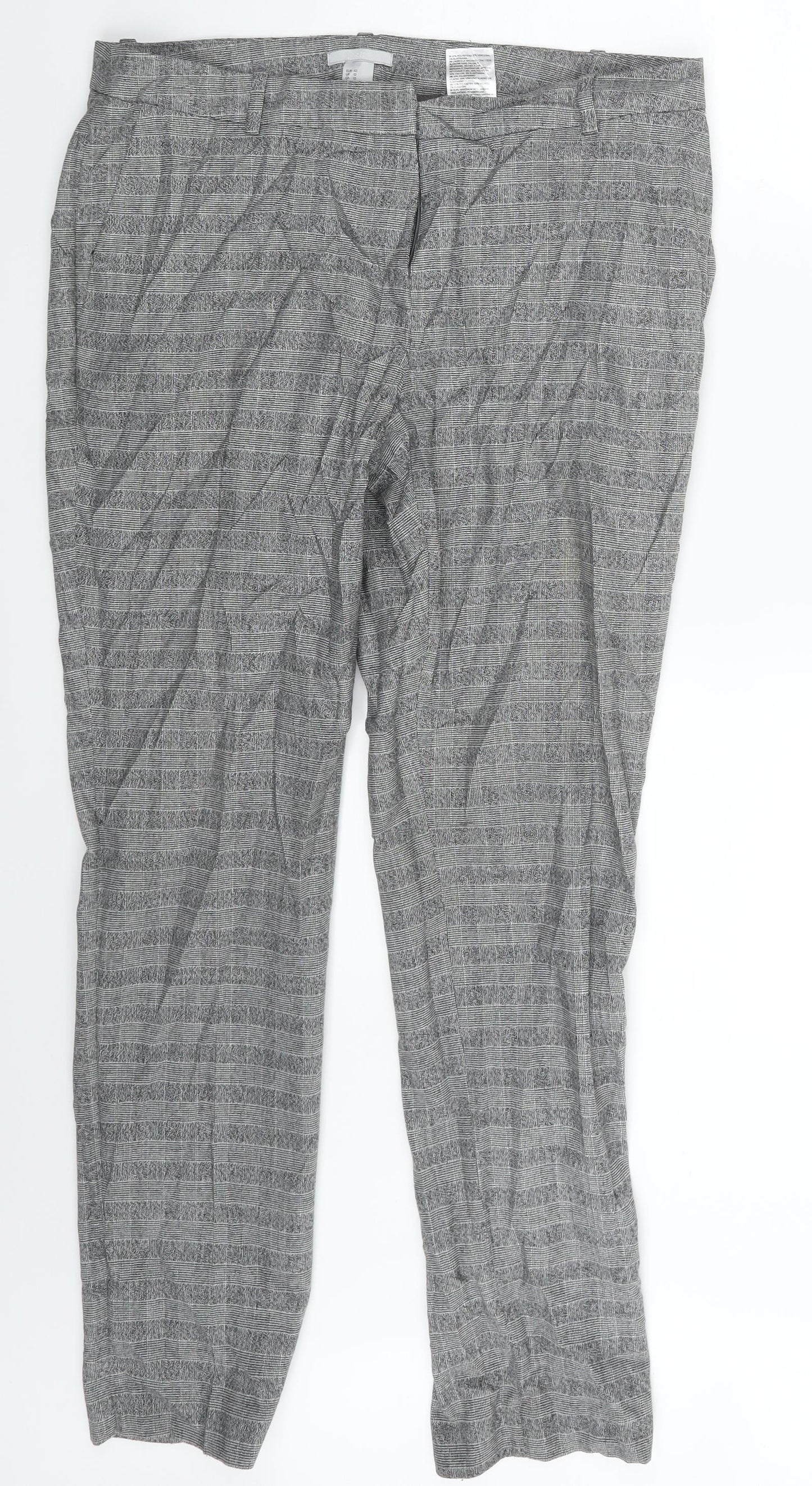H&M Womens Grey Check  Trousers  Size 14 L27 in