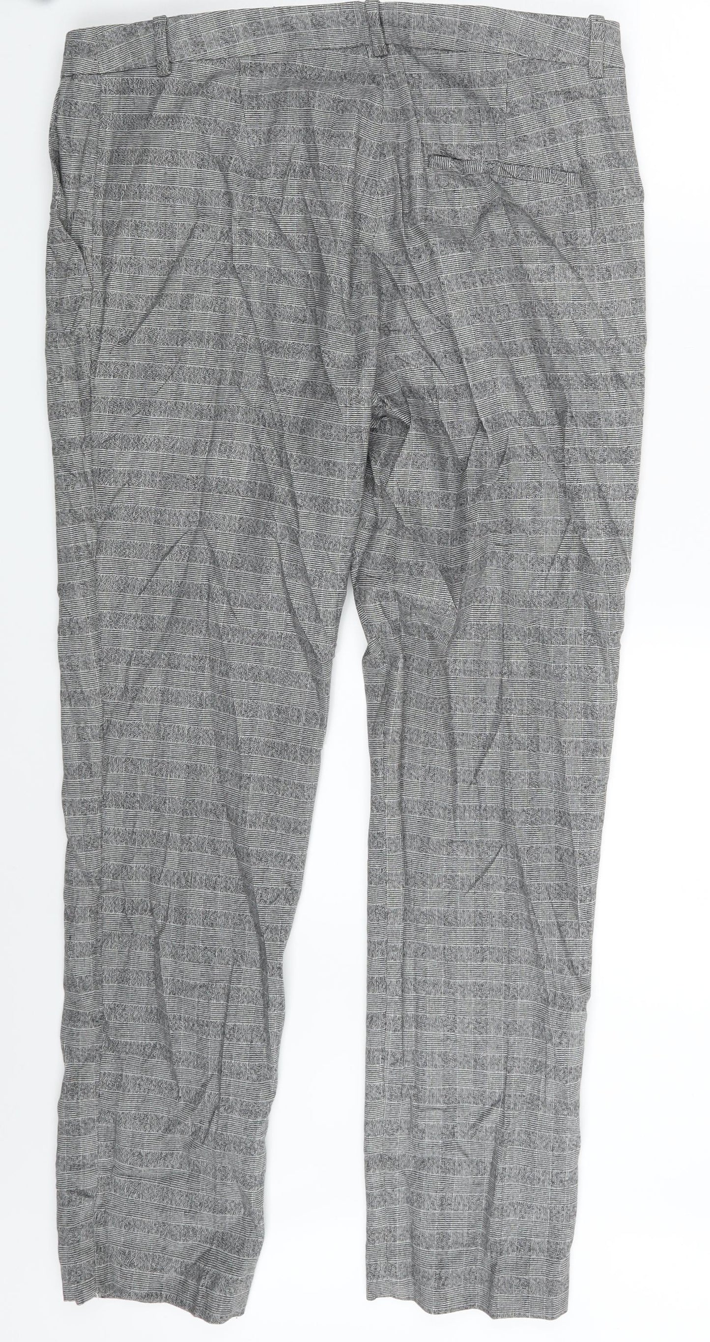 H&M Womens Grey Check  Trousers  Size 14 L27 in