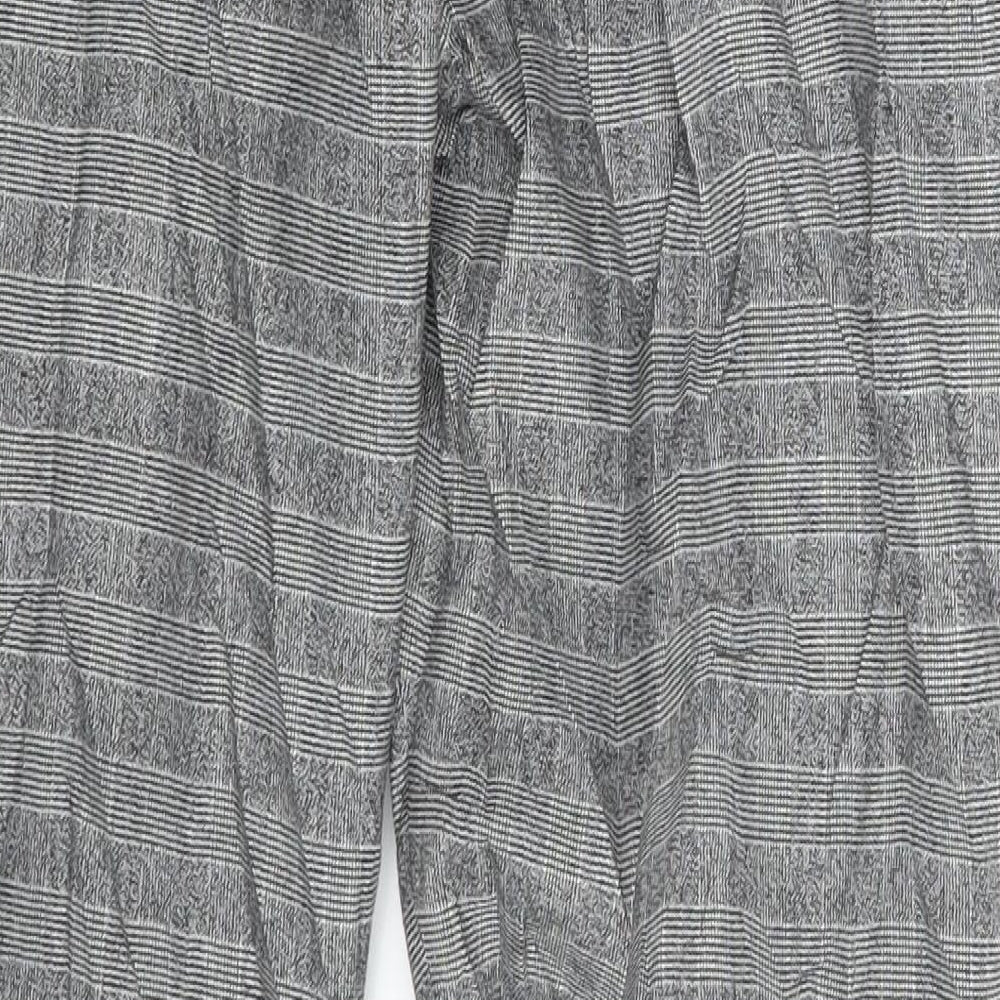 H&M Womens Grey Check  Trousers  Size 14 L27 in
