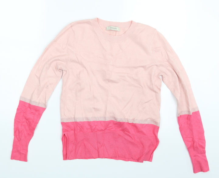 Oasis Womens Pink Striped Pullover Sweatshirt Size S