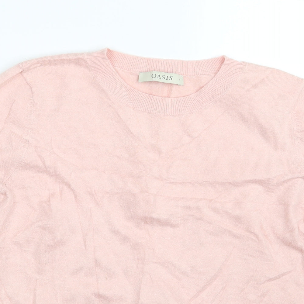 Oasis Womens Pink Striped  Pullover Sweatshirt Size S