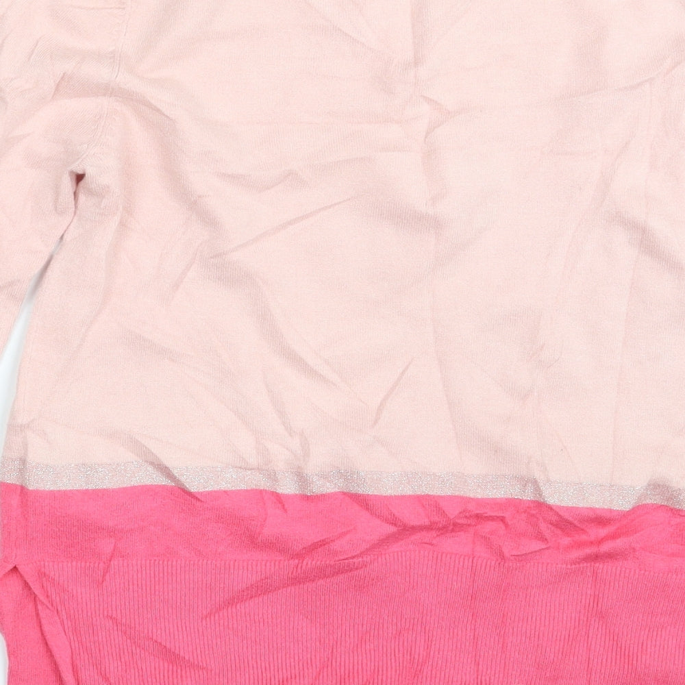 Oasis Womens Pink Striped  Pullover Sweatshirt Size S