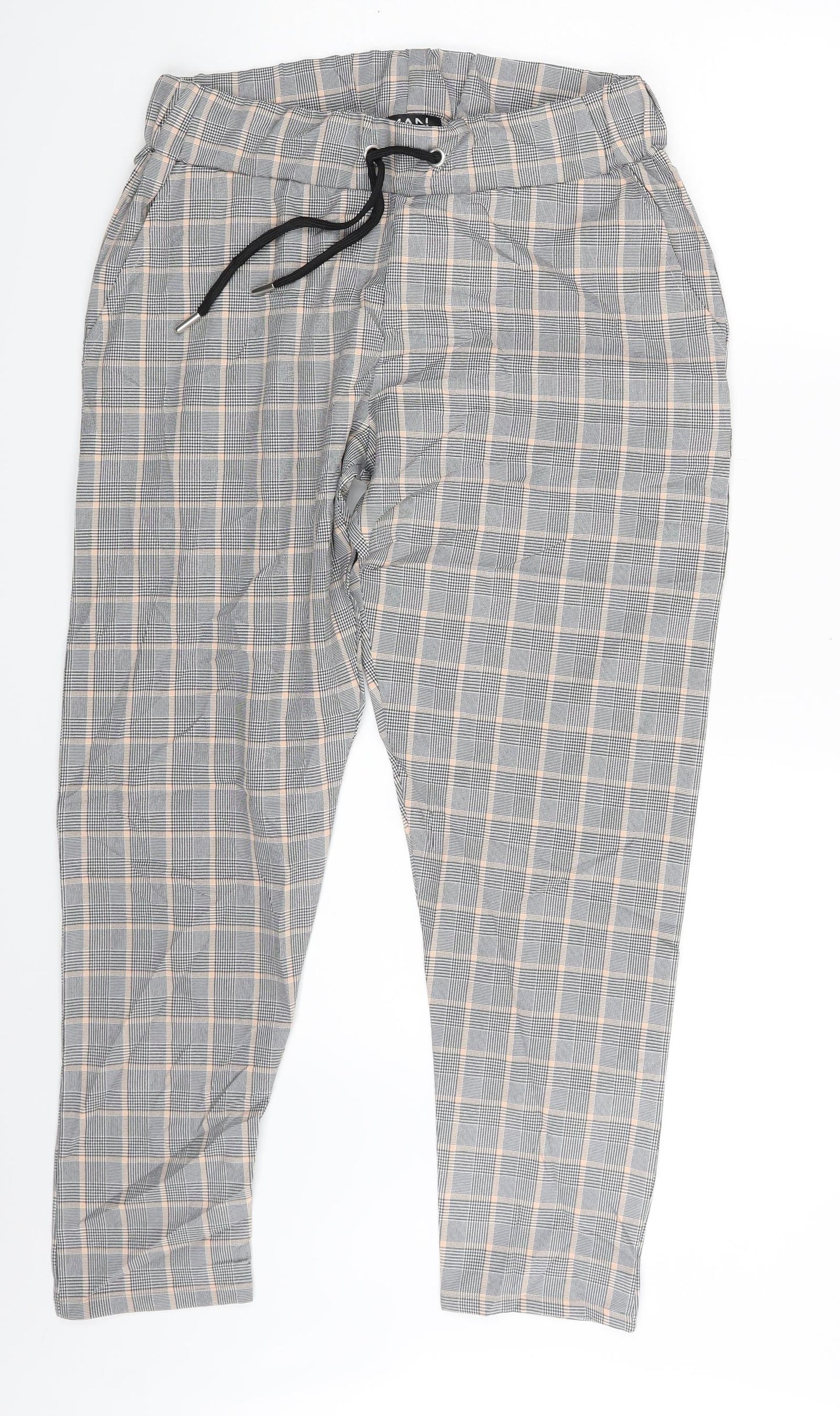 Boohoo Mens Green Check  Sweatpants Trousers Size M L25 in