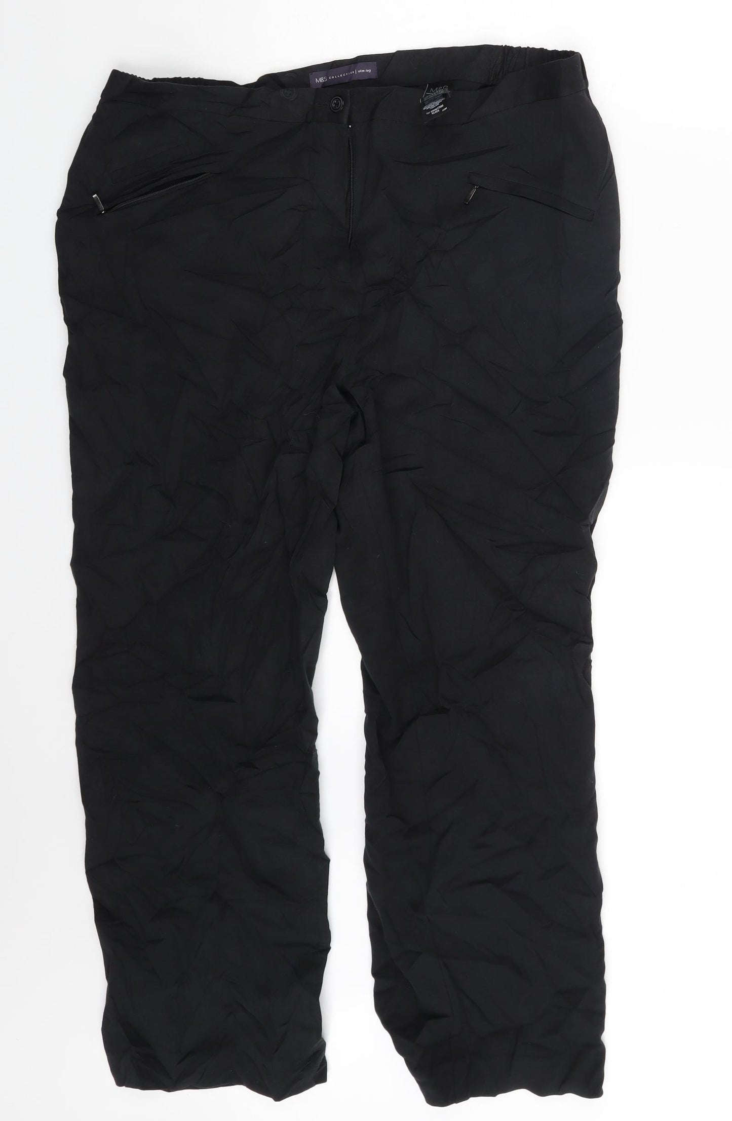 M&S Womens Black   Trousers  Size 16 L25 in