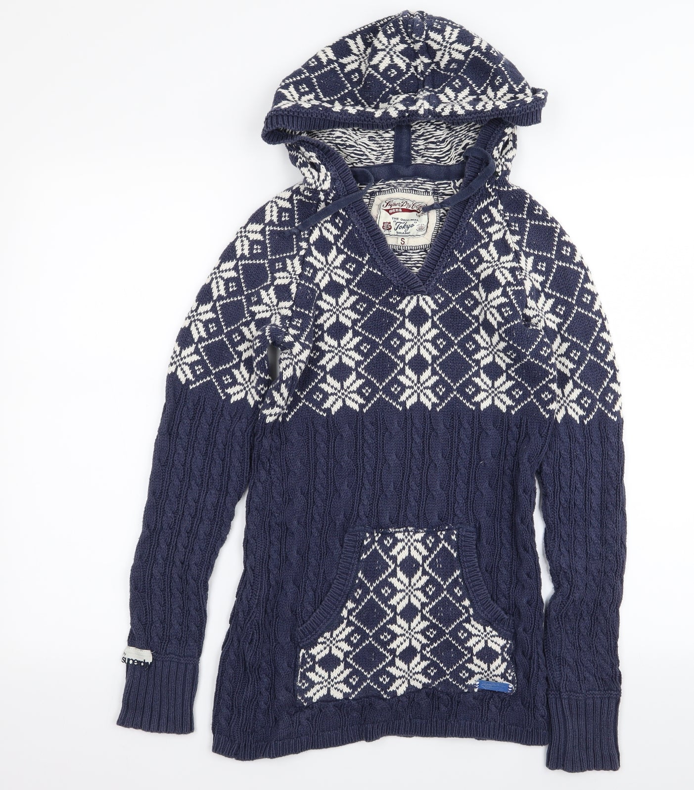 Superdry Womens Blue Geometric  Pullover Jumper Size S